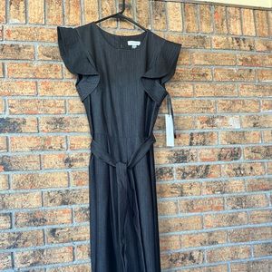 Calvin Klein Women's Size  8 Sleeveless Belted Jumpsuit with Ruffle Armhole